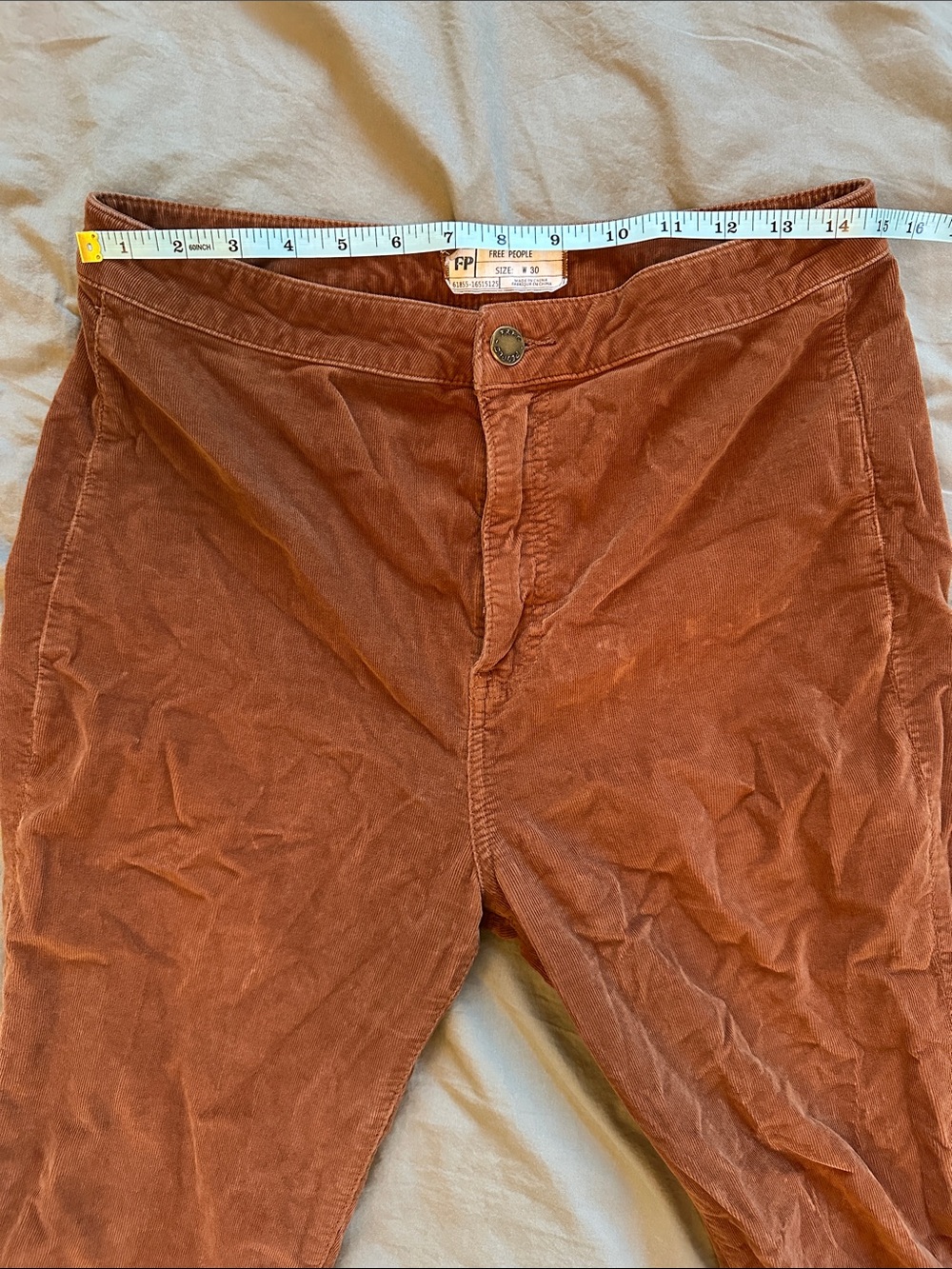Free People Brown Orange Float On Corduroy Flare Pants - Picture 4 of 13